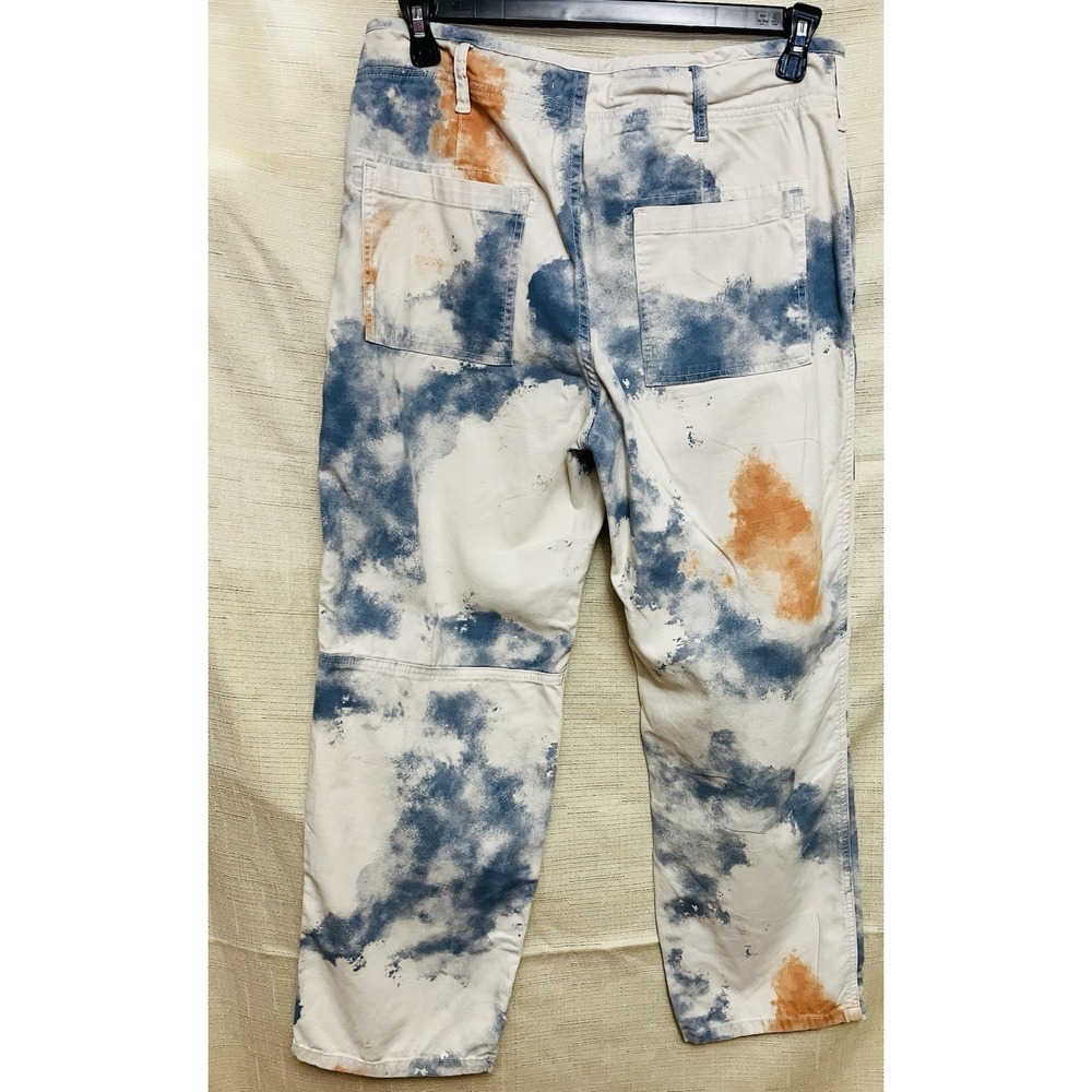 Free People Utility Pants Womens 31 White Blue Orange Excellent Tie Dye Cargo - Picture 2 of 8